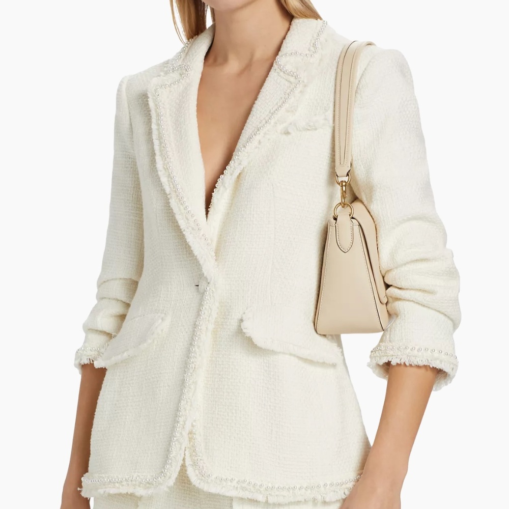 Ivory Khloe Faux-Pearl Bouclé Blazer by Cinq a Sept